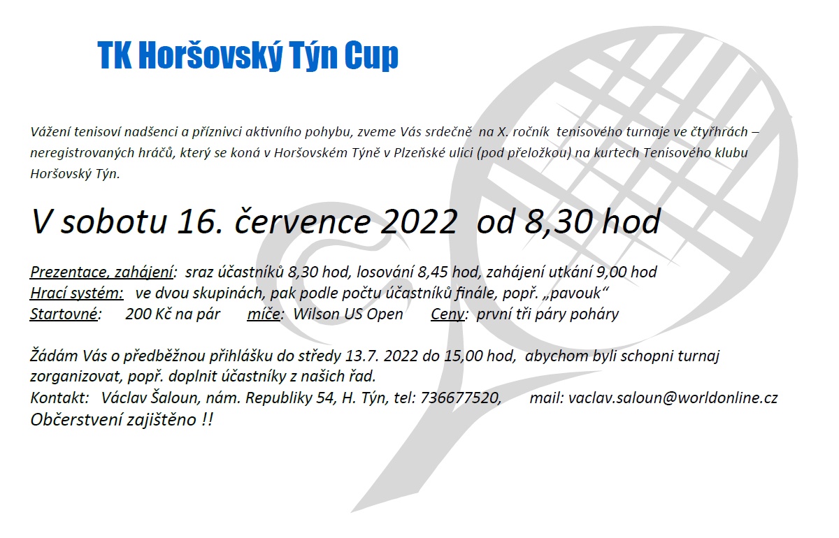 Pozvánka na TK H.Týn Cup 2022